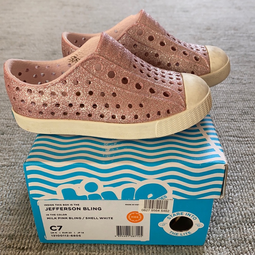 Native Jefferson glitter pink slip on shoes
